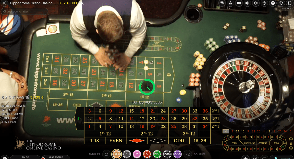 Jetons de casino Roulette Live