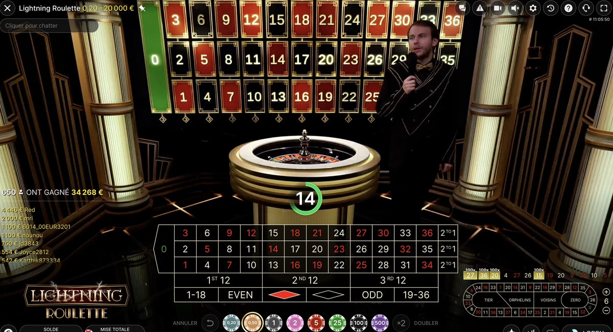 Roulette Lightning avec croupier live