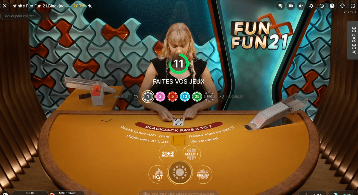 Croupier sur Infinite Fun Fun 21 Blackjack