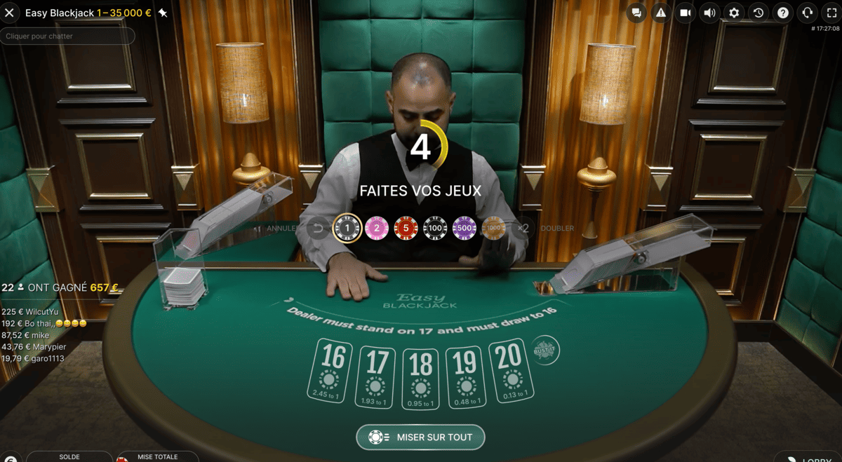 Croupier En Direct d'Easy Blackjack