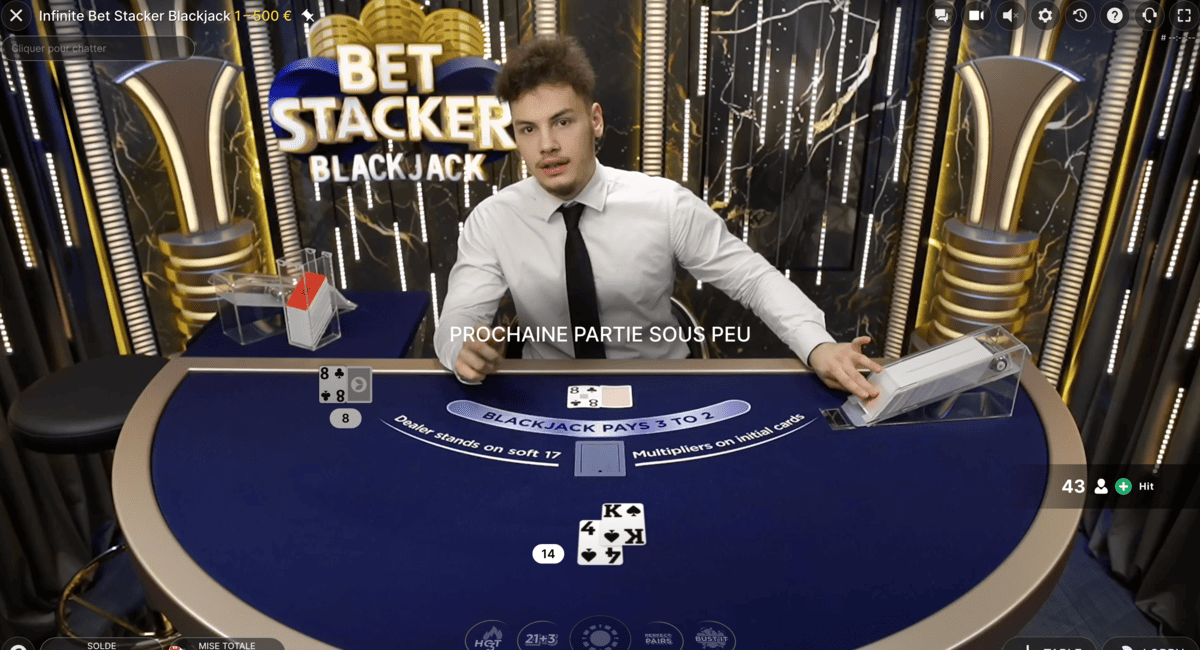 Studio de la table Bet Stacker Blackjack