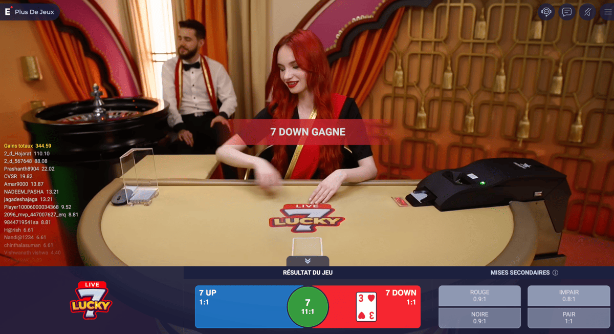 Croupier en direct sur Lucky7 d'Ezugi