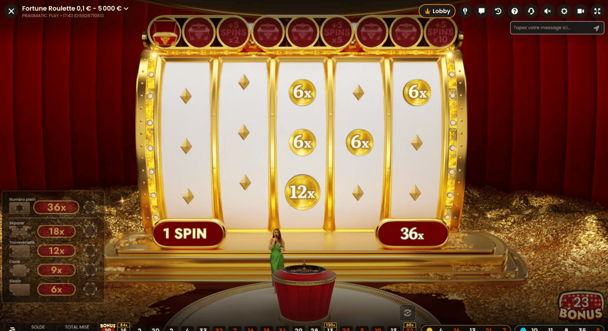 Jeu Bonus sur Fortune Roulette