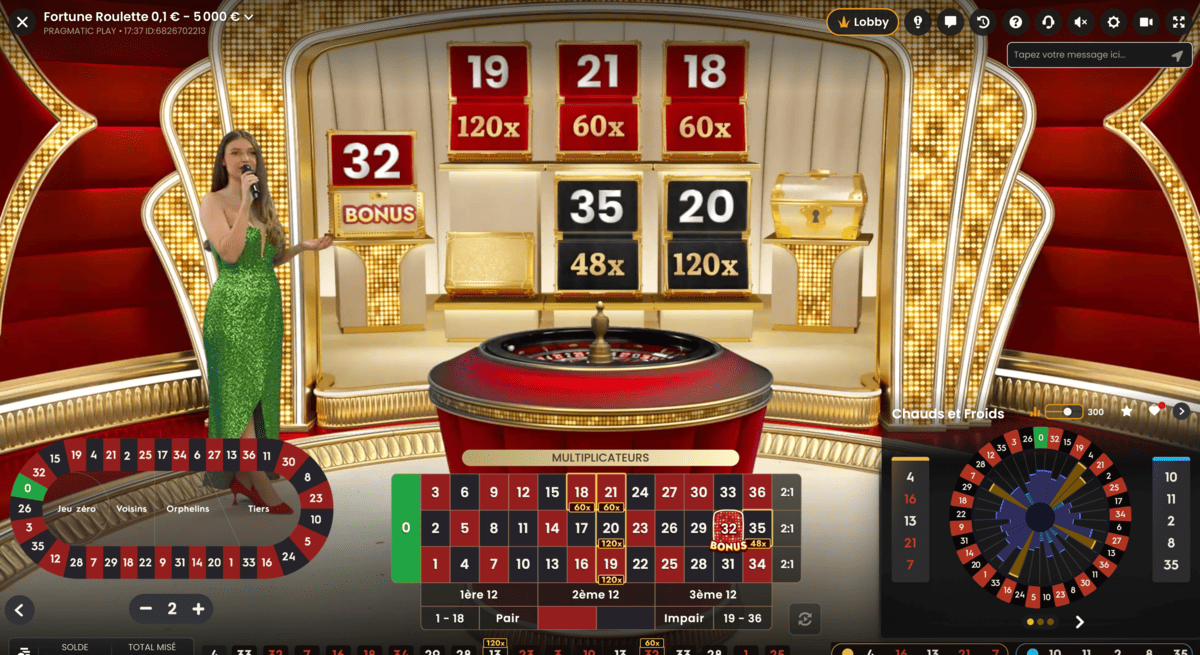 Multiplicateurs de Gains sur Fortune Roulette