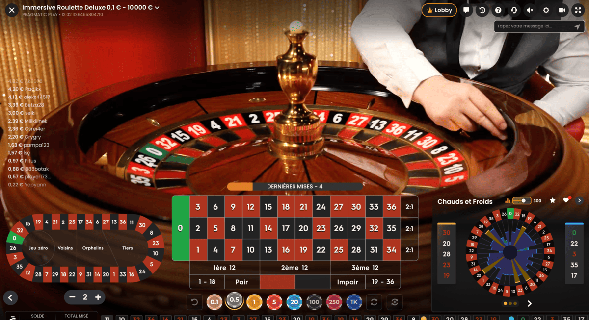 Bille lancee sur Immersive Roulette Deluxe