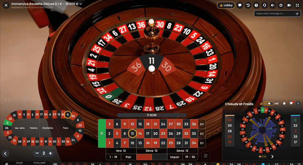 Gain sur Immersive Roulette Deluxe